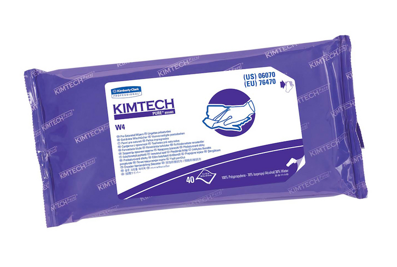 Essuie-tout Kimtech™ Pure™ W4 pré-saturé à 70 % d'alcool 9"x 11" 40ct (10/cs)