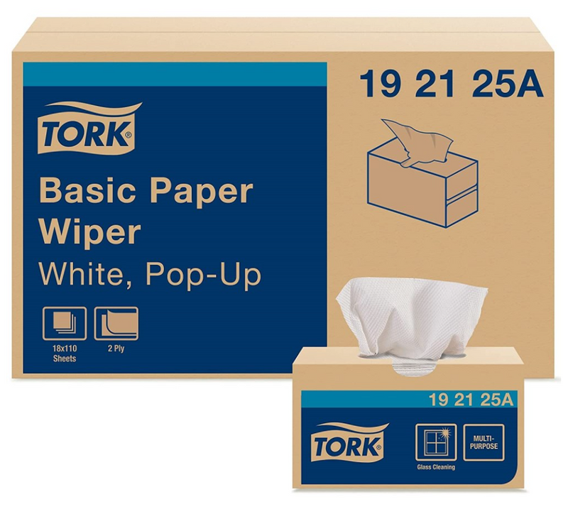 192125A Basic Paper Wiper Pop-Up Box (18 x 110s)