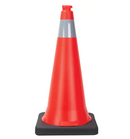 Cône de signalisation orange de 28 po avec base en caoutchouc et collier réfléchissant de 4 po