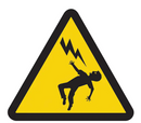 Étiquette de sécurité d'avertissement ISO de décharge de tension en vinyle 4"x 4"(paquet de 5)