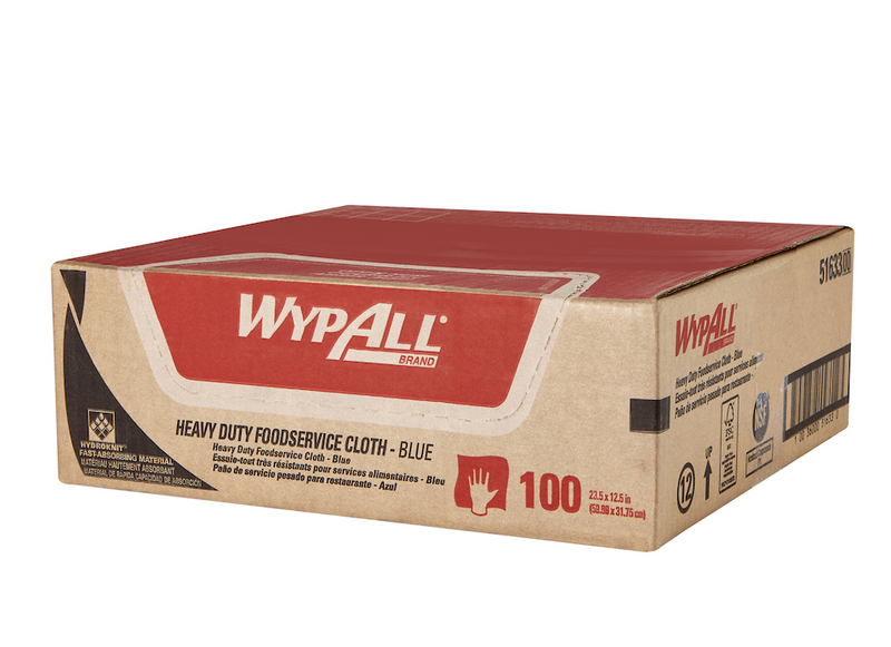 WypAll 51633 Chiffon de service alimentaire en tissu bleu résistant HydroKnit (100 ct)