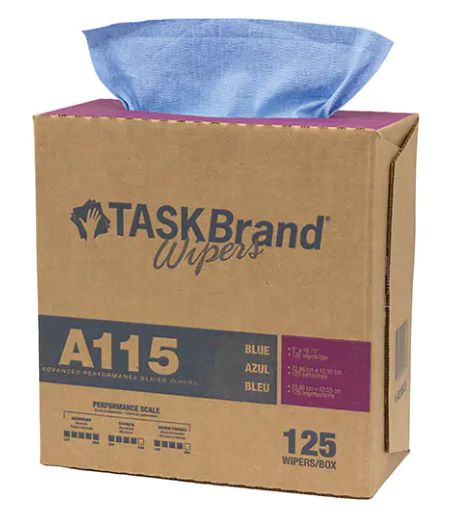 TaskBrand® A115 Advanced Performance Wipers - Blue 16.75" x 12" (125ct)