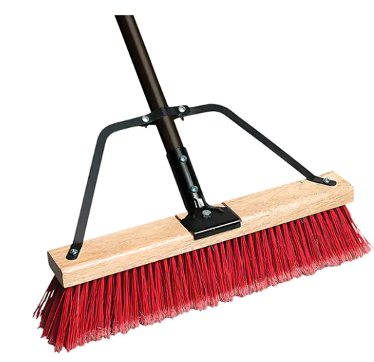 Ryno Medium Push Broom with Braced Handle PVC Bristles 18"