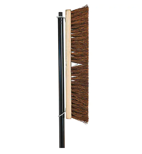 Coarse Hippo Side-Clipped Contractor Push Broom with Handle Palmyra Bristles 18"