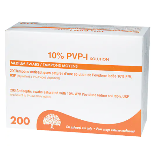 Lingettes antiseptiques à la povidone iodée (200/boîte)