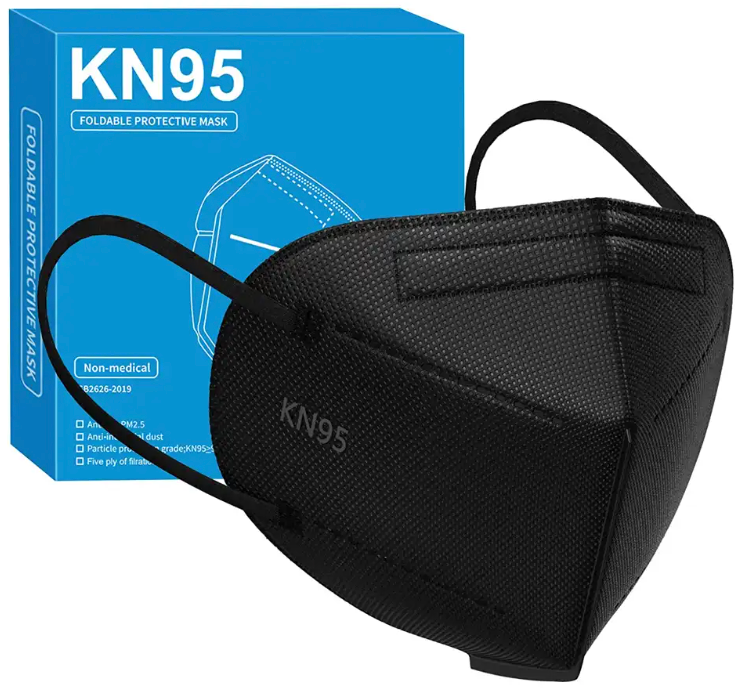 Respirateur de protection tridimensionnel à 5 couches KN95 - Noir