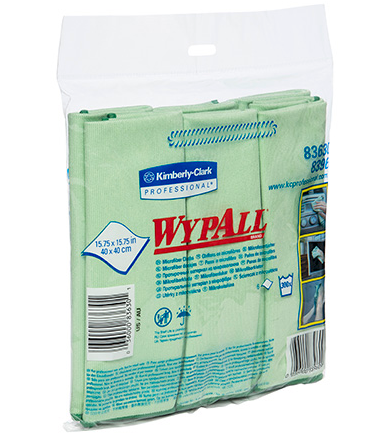83630 Chiffons de nettoyage WypAll® avec Microban® 15,8"x 15,8"- Vert (paquet de 6)