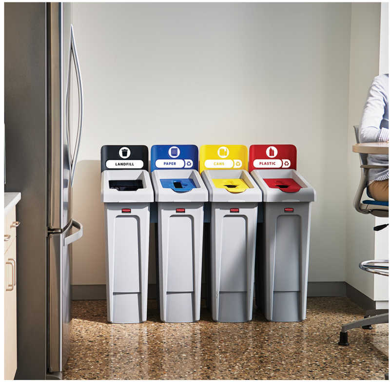 Slim Jim® - Recycling Station 4 stream - décharge/papier/plastiques/canettes