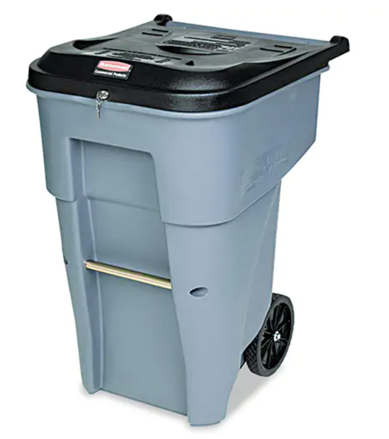 Brute® Polyethylene Step-On Rollout Container with Key Lock - 65 Gal.