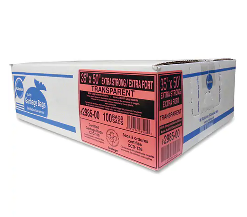 2900 Series Extra Strong & Heavy Industrial Garbage Bag - 35x50 Clear (100/cs)