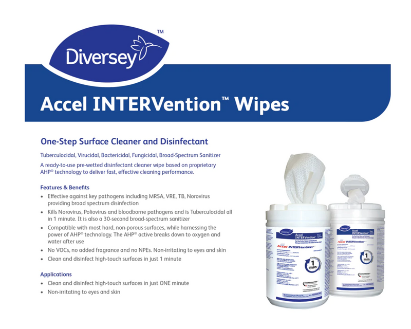 Accel INTERVention® Lingettes nettoyantes et désinfectantes en une étape (160ct)