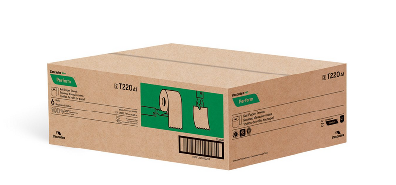 T220 Pro Perform™ Green Seal® Hand Towel Roll - White 1-Ply 1050' (6/cs)