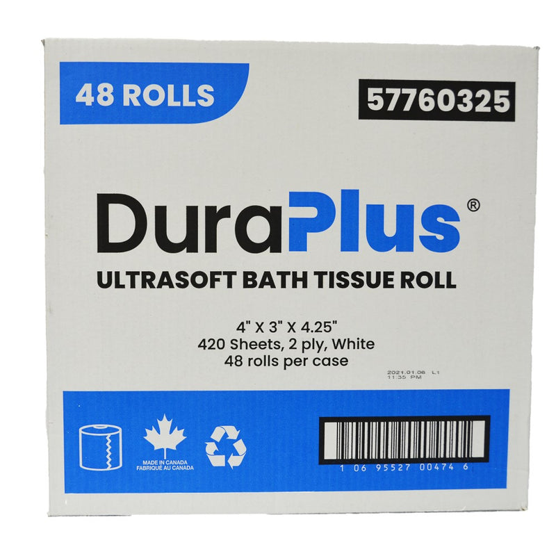 Ultra-Soft Virgin Bathroom Tissue Rolls - White 2-Ply 420s (48/cs)