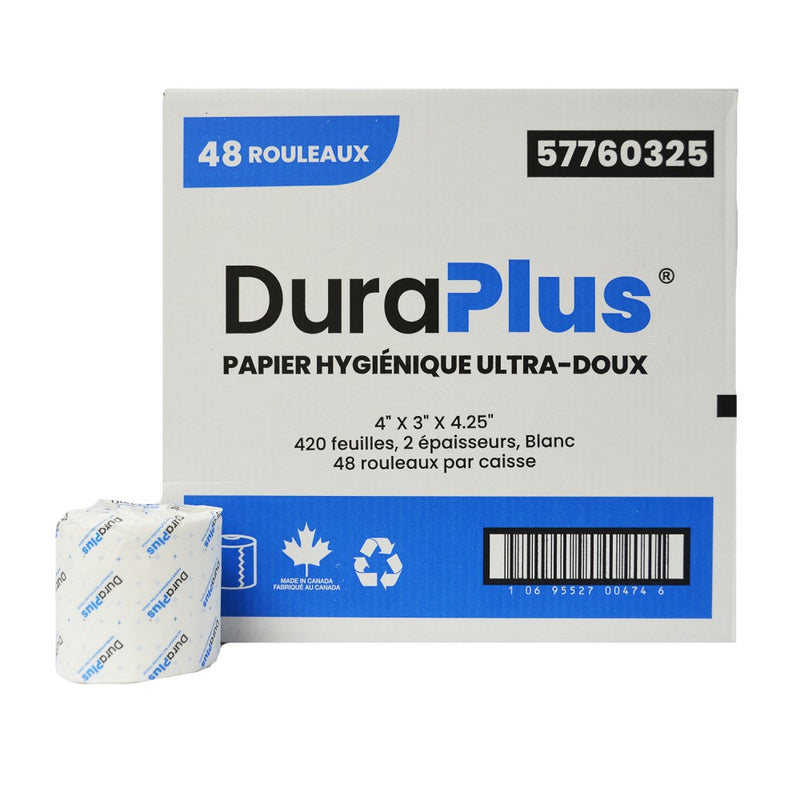 Rouleaux de papier hygiénique vierge ultra-doux - Blanc 2 épaisseurs 420s (48/cs)