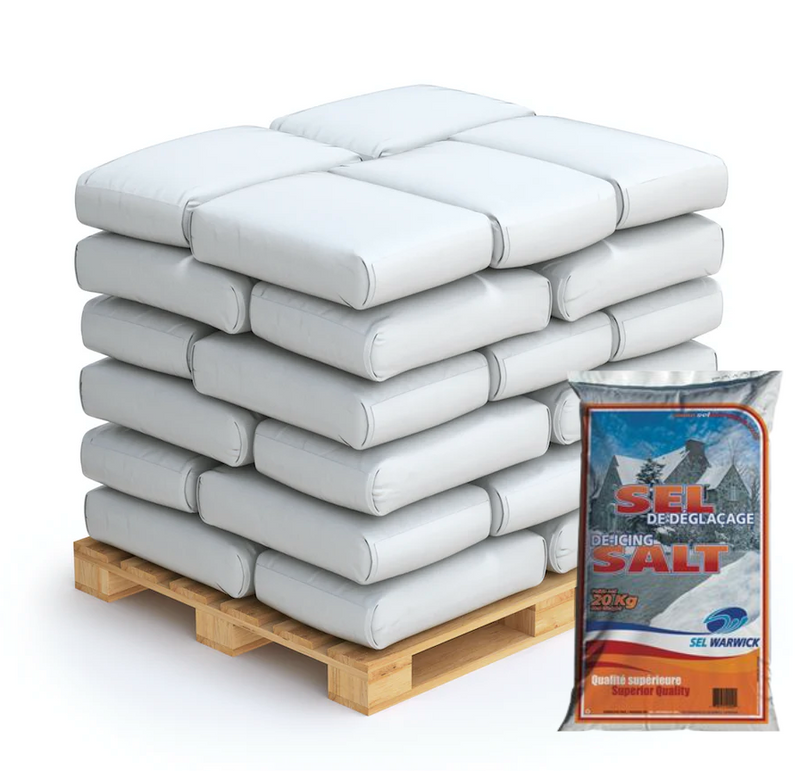 De-icing salt pallet 56 bags Sel Warwick 20kg - Prolific Products Winter collection