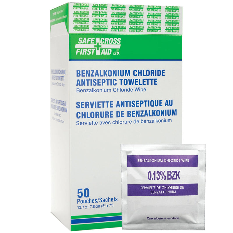 Lingettes de préparation antiseptique au chlorure de benzalkonium (50/boîte)