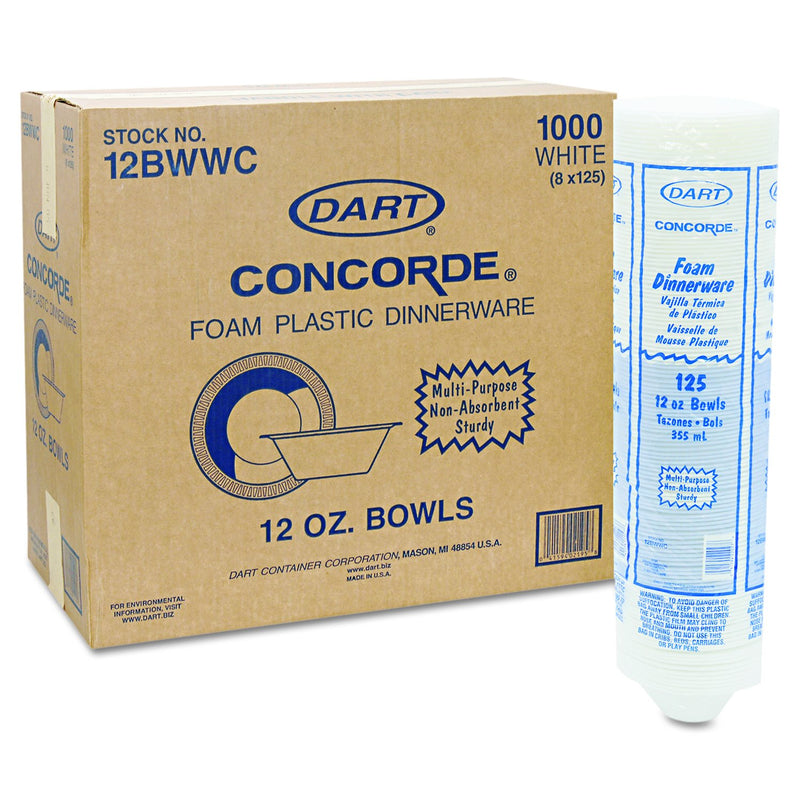 12BWWCR Concorde® Non-Laminated Foam Bowls 12oz (1000/cs)