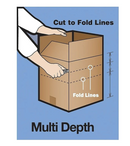 Cardboard Box 12" x 12" x 12" 32C Adjustable Height w/ Scores at 10", 8" & 6" (25-pack)