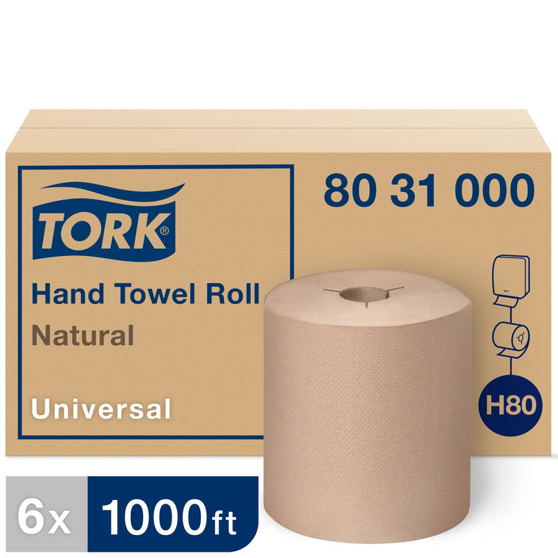 80 31 000 H80 Green Seal® Universal Hand Towel Roll Notched - Kraft 8" x 1000' (6/cs)