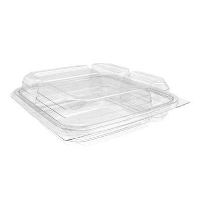 R-844 Repost Clear Hinged RPET 4 Compartment Lunch Box Container with Dome Lid 8" x 8" x 2.52" (200/cs)