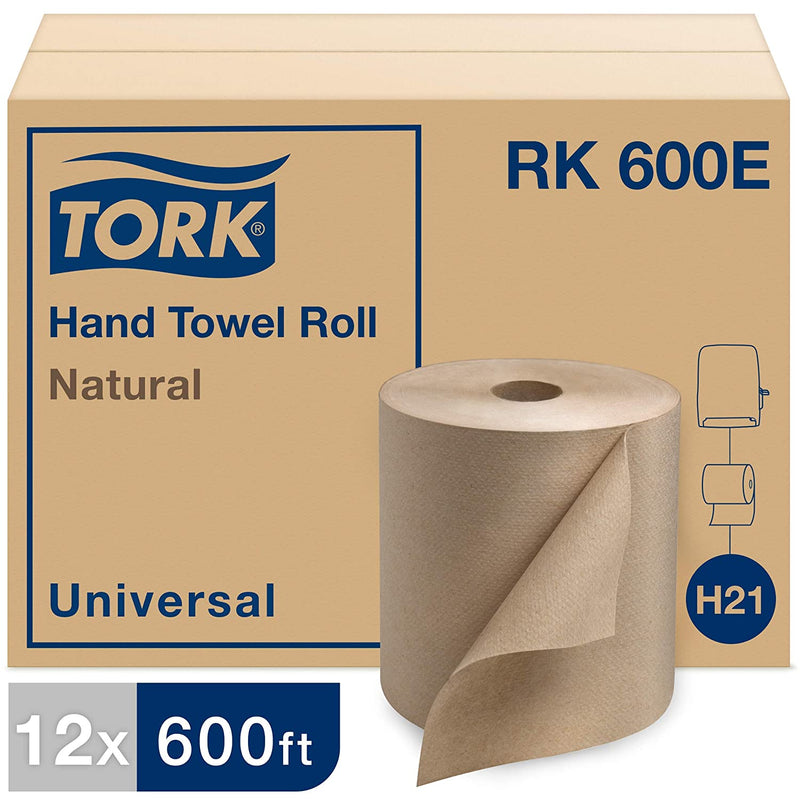 RK 600E H21 Universal Hand Towel Rolls 1-Ply - Kraft 600' (12/cs)