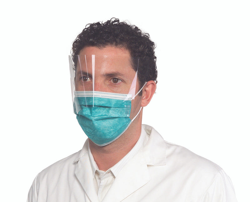 Masque anti-buée SafeMask® Premier Elite™ ProShield avec contour d'oreille avec visière - Bleu sarcelle ASTM niveau 3 (25/boîte)