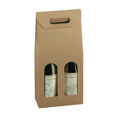 Kraft Cardboard Box for 2 Bottles of Wine - 7" x 3.5" x 16" (10-Pack)